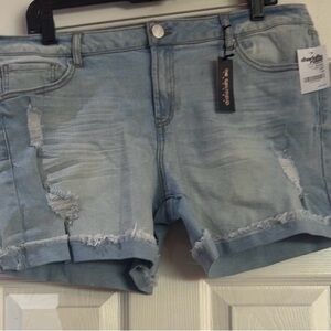 Denim&Co Light Blue Distressed Jean Shorts